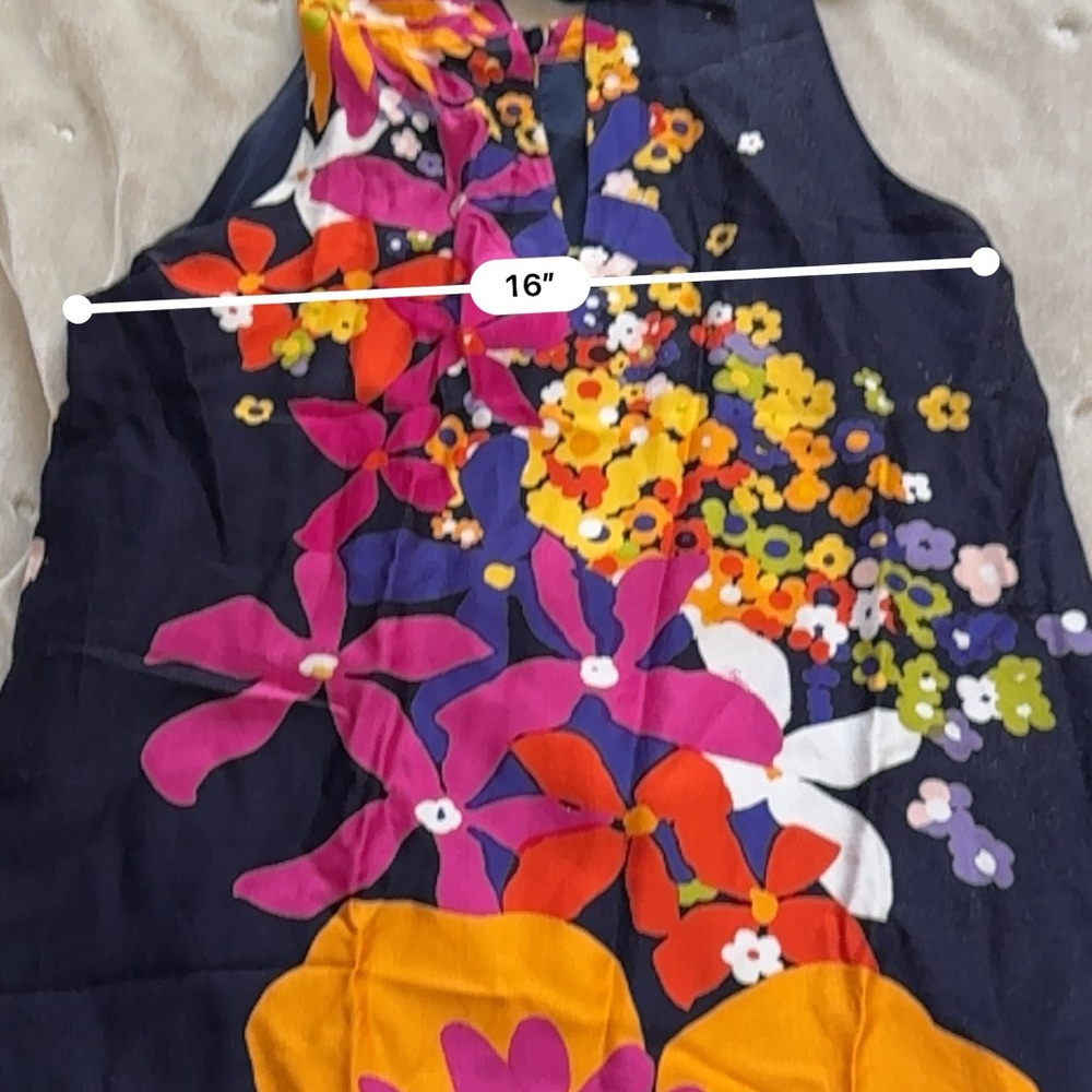 Trina Turk Navy Midi Dress with Pink & Yellow Floral Print - Picture 8 of 8